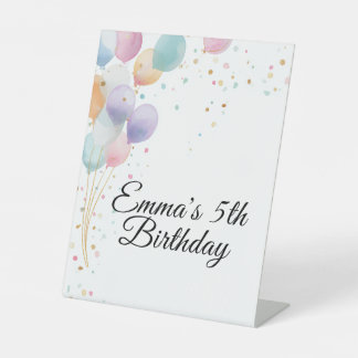 Signe De Table Invitation d'anniversaire aux ballons pastel
