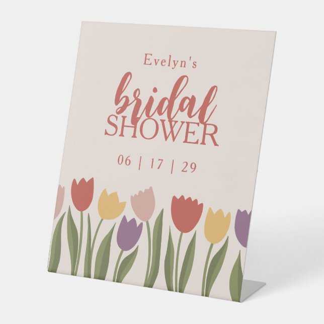 Signe De Table Invitation de la douche nuptiale des tulipes (Recto)
