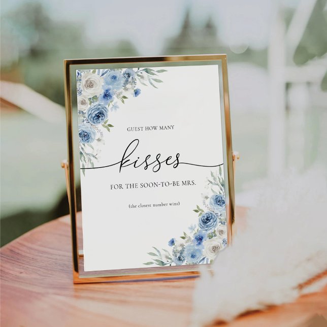 Signe De Table Invité d'ivoire bleu poussiéreux Combien de baiser (Créateur téléchargé)