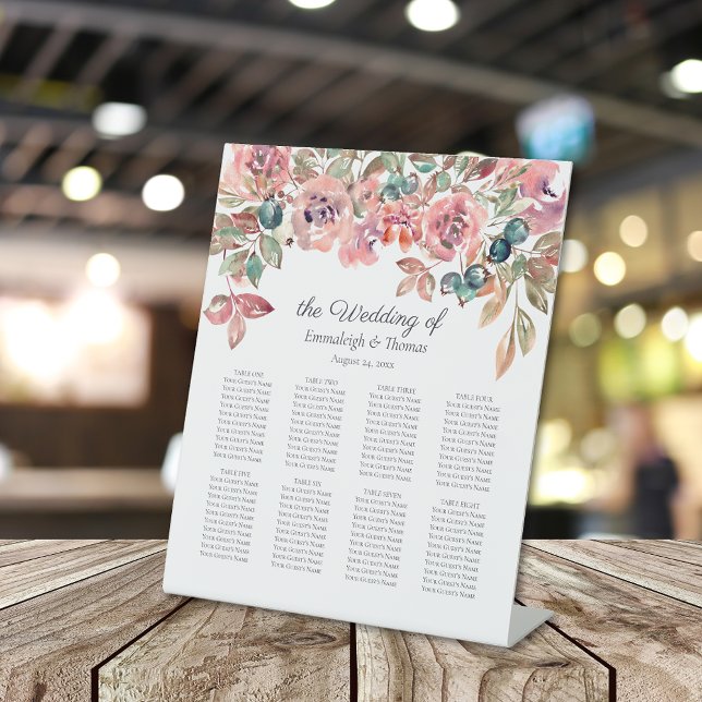 Signe De Table Invités Sièges Graphique Tombant dans Love Florals (Créateur téléchargé)