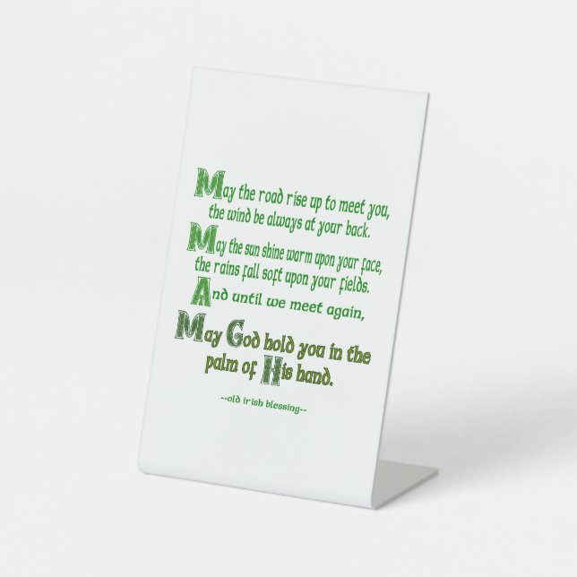 Signe De Table Irish Blessing May the Road Rise to Meet You (Recto)