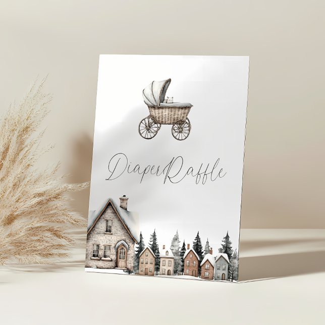 Signe De Table It takes a village Baby Shower Diaper Raffle (Créateur téléchargé)