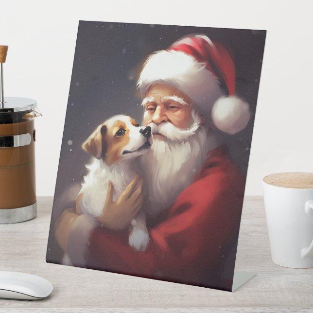 Signe De Table Jack Russell Avec Noël Festif Du Père Noël (In SItu)
