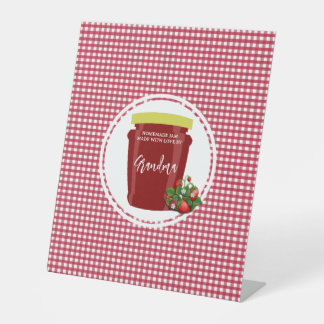 Signe De Table Jam fait maison Rouge et blanc En vichy modifiable