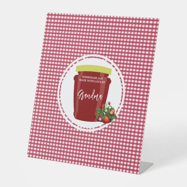 Signe De Table Jam fait maison Rouge et blanc En vichy modifiable (Recto)