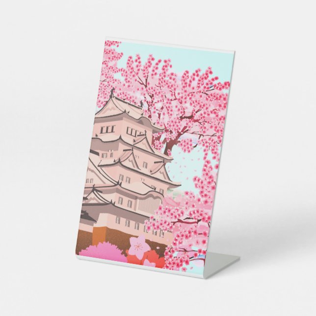 Signe De Table Japonais Sakura Castle Art - Cherry Blossom Printe (Recto)