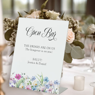 Signe De Table Jardin de fleurs sauvages Mariage avec bar ouvert,