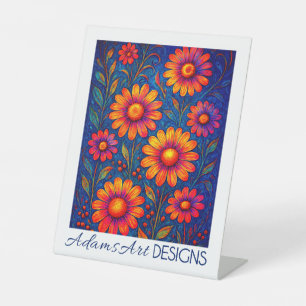 Signe De Table Jardin Floral Néon Vibrant
