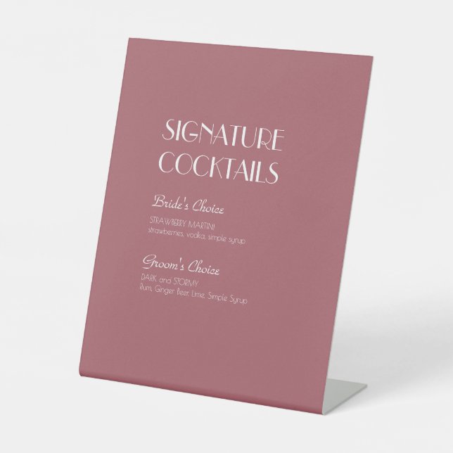 Signe De Table Jardin rose | Menu Cocktail Mariage Rose foncé (Recto)