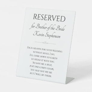 Signe De Table Je suis au paradis pour le mémorial de la mariée d