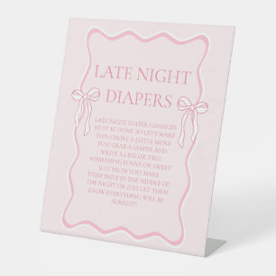 Signe De Table Jeu de Baby shower de Bow rose Diapos tard dans la