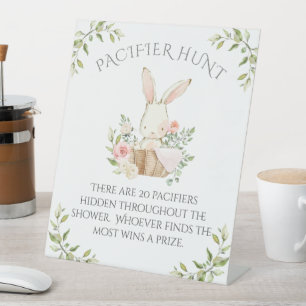 Signe De Table Jeu de Baby shower lapin rose