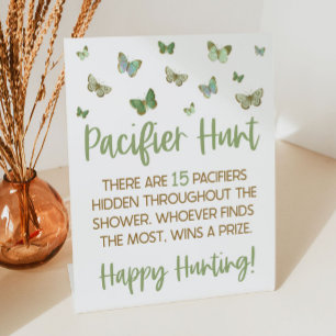 Signe De Table Jeu de chasse au Baby shower à papillon vert