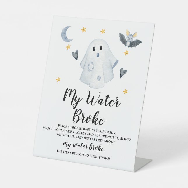 Signe De Table Jeu Halloween Ghost Baby shower Water Broke (Recto)