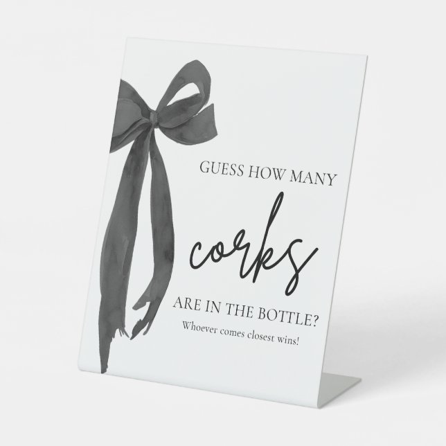 Signe De Table Jeu Moderne Élégant Noir avec Ruban "Devinez Combi (Recto)