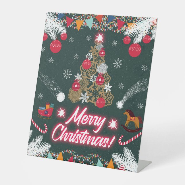 Signe De Table Joie à feuillage persistant de Noël (Recto)