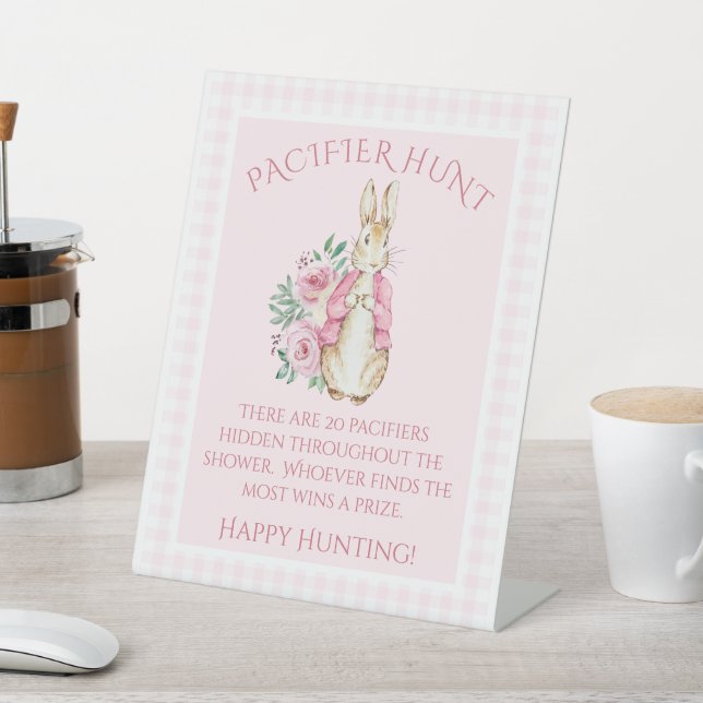 Signe De Table Joli Beatrix Potter Rabbit rose Baby shower Floral (In SItu)