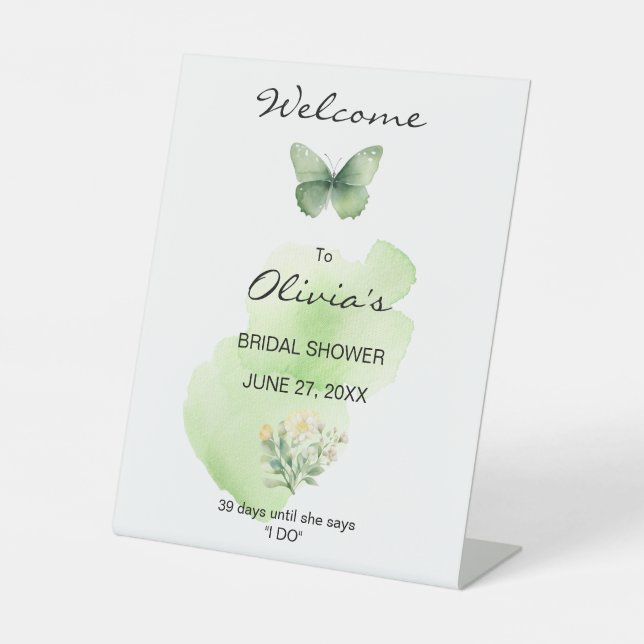 Signe De Table Jolie Fête des mariées aux papillons verts (Recto)