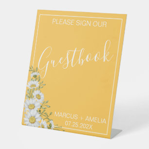 Signe De Table Jolie jonquille Jaune & Blanc marguerites Livre d'