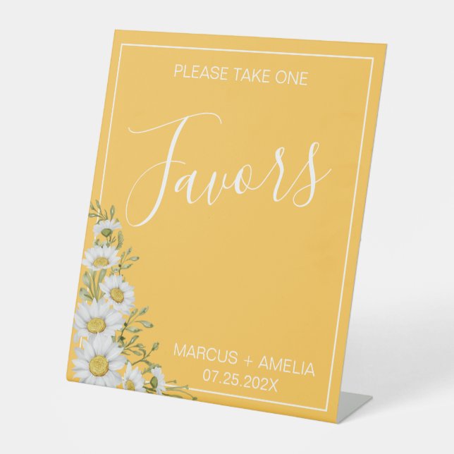 Signe De Table Jolie jonquille Marguerite Jaune & Blanc Faveurs (Recto)