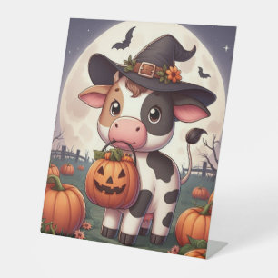 Signe De Table Jolie vache sorcière Halloween