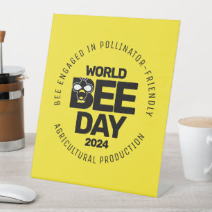 Signe De Table Jour mondial de l'abeille Pollinateur noir jaune