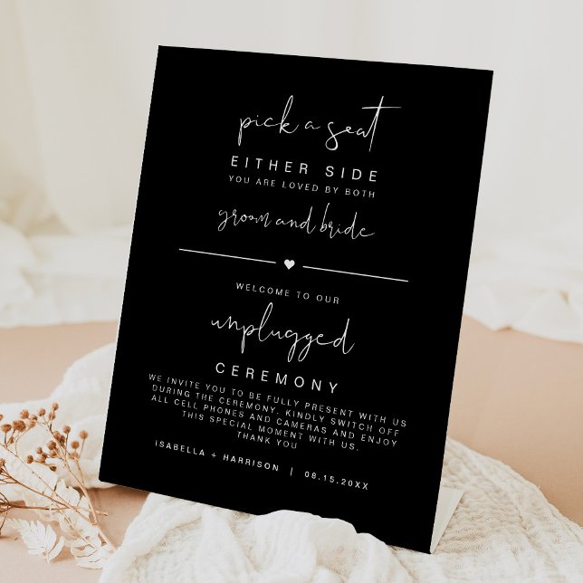 Signe De Table JOVI Black Edgy Modern Choisir un siège débranché (Créateur téléchargé)