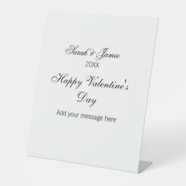 Signe De Table Joyeuse Saint-Valentin nom date message simple ele (Recto)