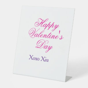 Signe De Table Joyeuse Saint-Valentin rose violet xoxo amour nom