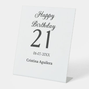 Signe De Table Joyeux 21e anniversaire lettre gras nom simple min
