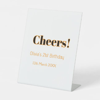 Signe De Table Joyeux 21e anniversaire nom date simple minimal