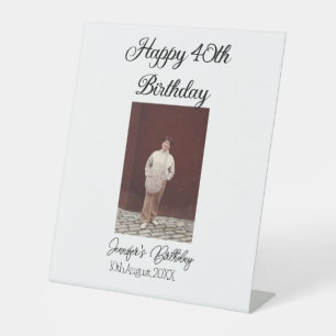 Signe De Table Joyeux 40e anniversaire photo moderne simple