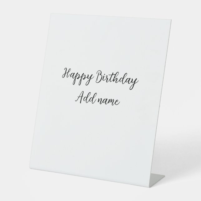 Signe De Table Joyeux anniversaire ajouter nom titre simple minim (Recto)