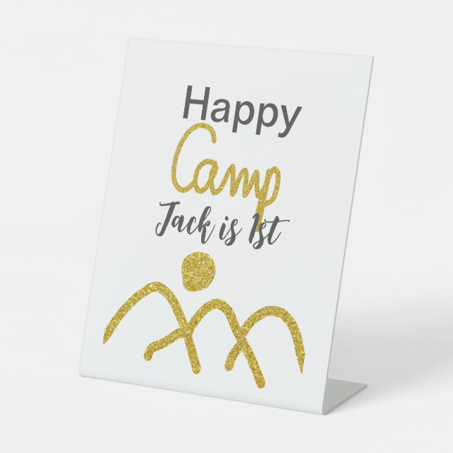 Signe De Table Joyeux camping camper un anniversaire enfants sole (Recto)