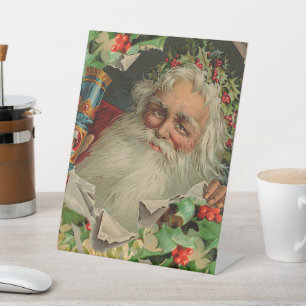 Signe De Table Joyeux Noël Père Noël classique antique