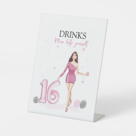 Signe De Table Joyeux sweet sixteen, 16ème anniversaire