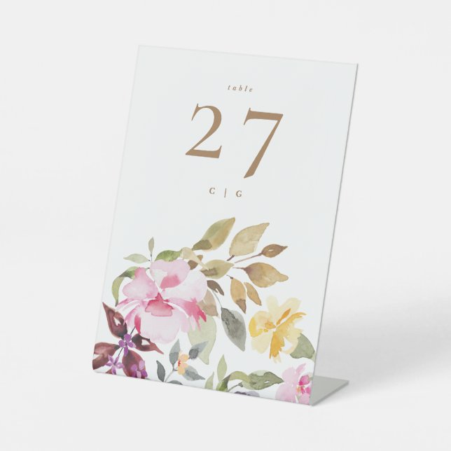 Signe De Table Joyeux tableau Mariage de fleurs d'aquarelle (Recto)
