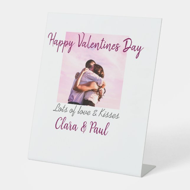 Signe De Table Joyeux Valentines jour moderne baisers amour ajout (Recto)