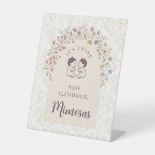 Signe De Table Jumeaux Fête de Naissance Fantaisiste Fleurs Paste