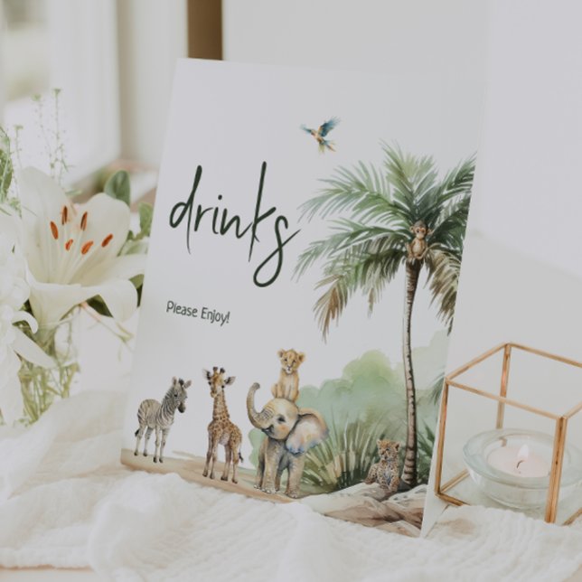 Signe De Table Jungle Safari Animaux Baby shower Boissons (Créateur téléchargé)