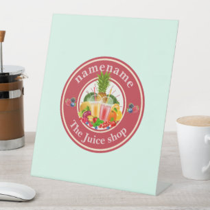 Signe De Table Jus pressés à froid Smoothies nom du logo de la bo