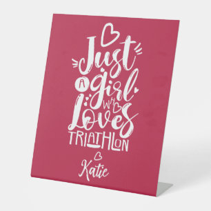 Signe De Table Juste une fille Triathlon Inspirationnel Rouge et 