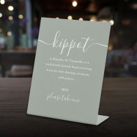 Kippot de mariage juif vert sauge écriture Yarmulk