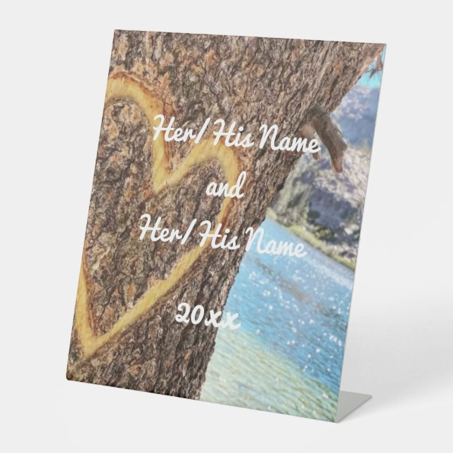 Signe De Table Lac Tahoe Blue Water Tree Heart Love (Recto)