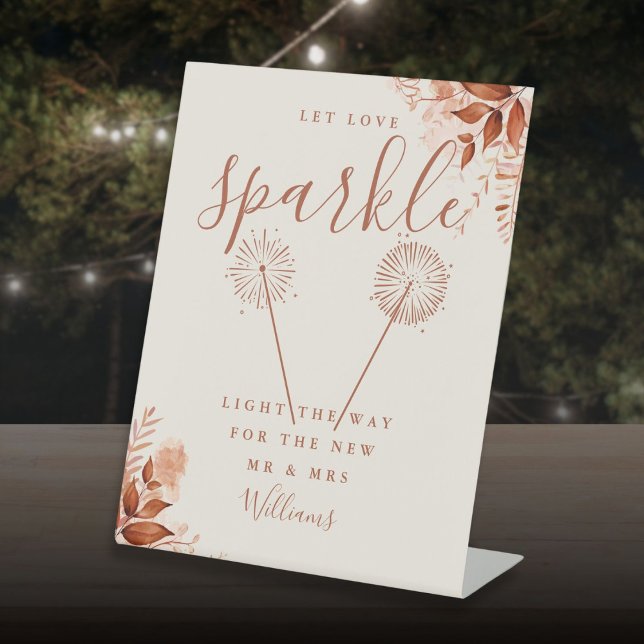 Signe De Table Laissez l'amour étinceler le Mariage de automne fl (Let Love Sparkle Rustic Floral Fall Wedding Pedestal Sign)