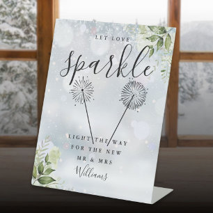 Signe De Table Laissez l'amour faire scintiller la verdure hivern