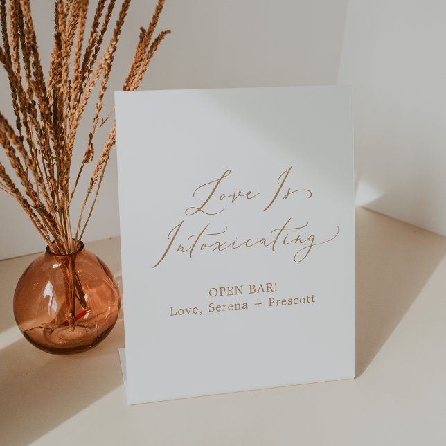 Signe De Table L'Amour De La Calligraphie Or Délicate Est Intoxic (Créateur téléchargé)