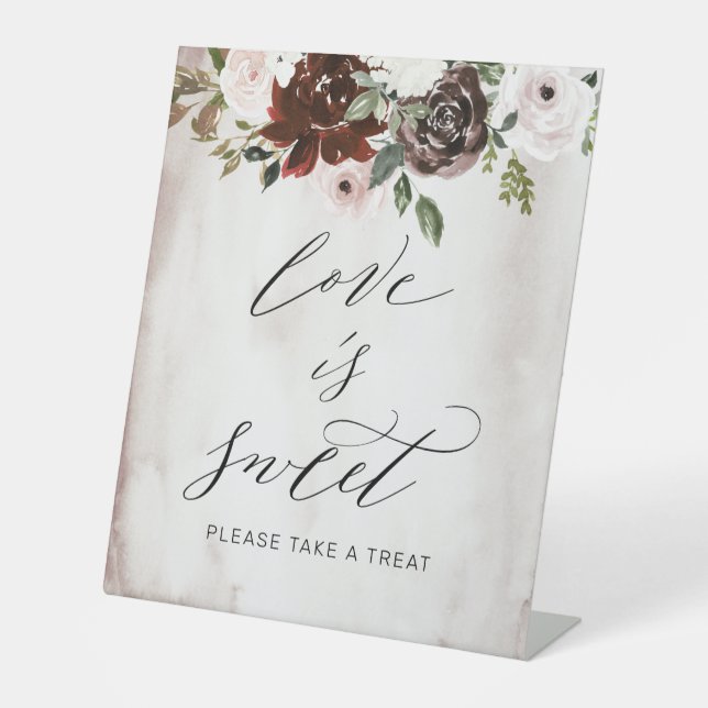 Signe De Table L'amour est doux Bourgogne rose rose Mariage Flora (Recto)