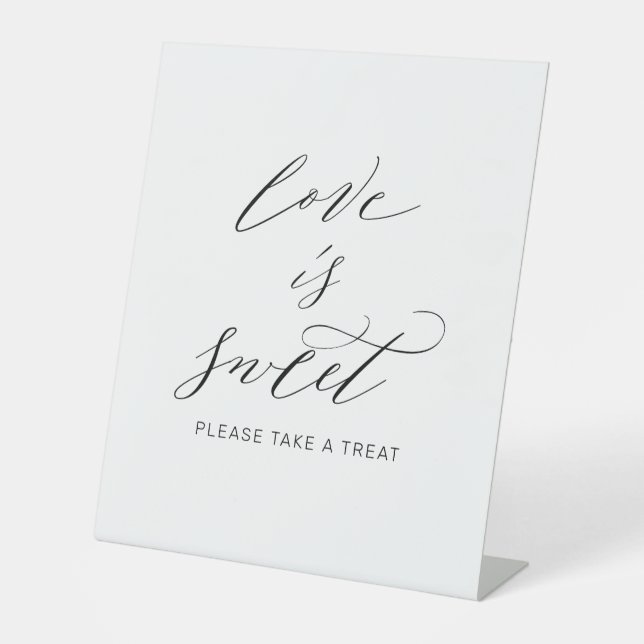 Signe De Table L'amour est doux Simple Noir Blanc Mariage Script (Recto)