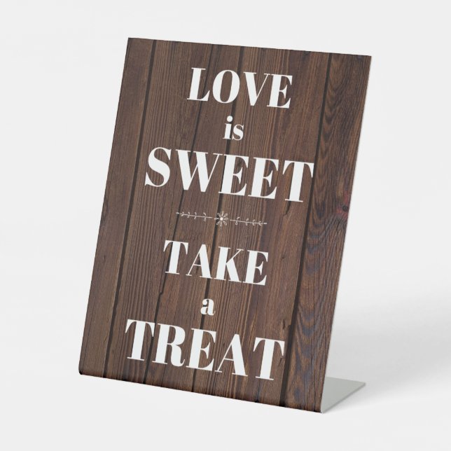 Signe De Table L'amour est sucré, prenez un gâteau - Mariage (Recto)